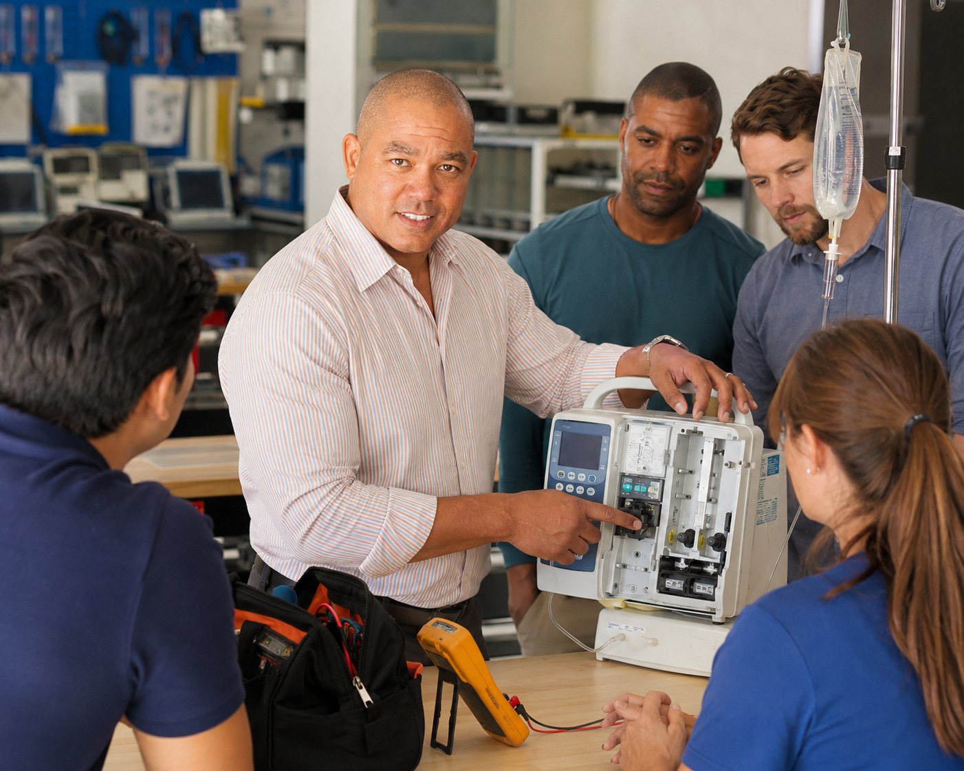 Biomedical workshop infusion pump inspection — BiomedRx Institute