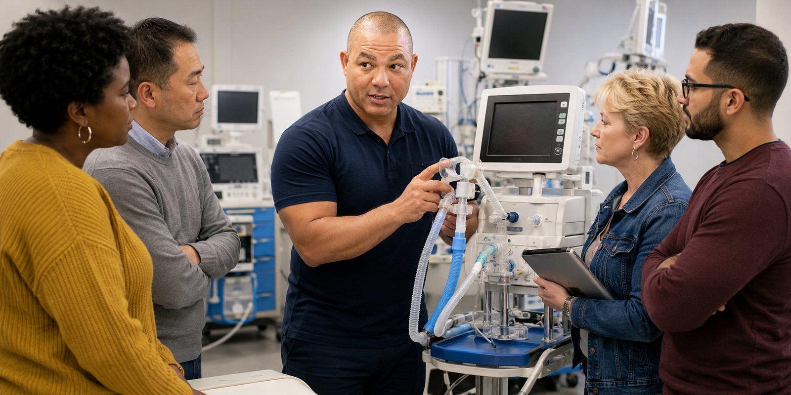 Devin leads ventilator maintenance training — BiomedRx Institute