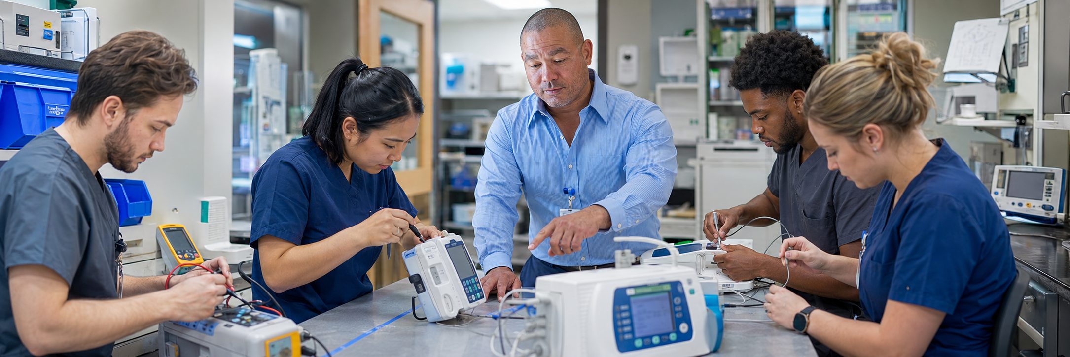 Medical imaging equipment service on a cath lab C-arm and patient monitoring system